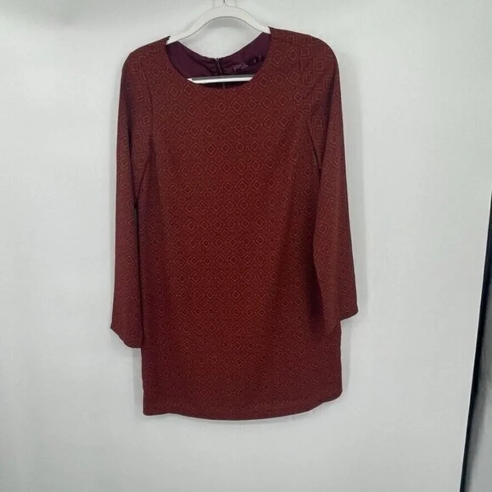 Prana Womens Dress Small Red Orange Burnt Exposed Zipper Sheath Lined Preppy